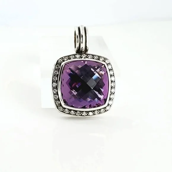 David Yurman 17mm Albion Amethyst Diamond Moonlight Ice Enhancer / Pendant - Picture 4 of 5